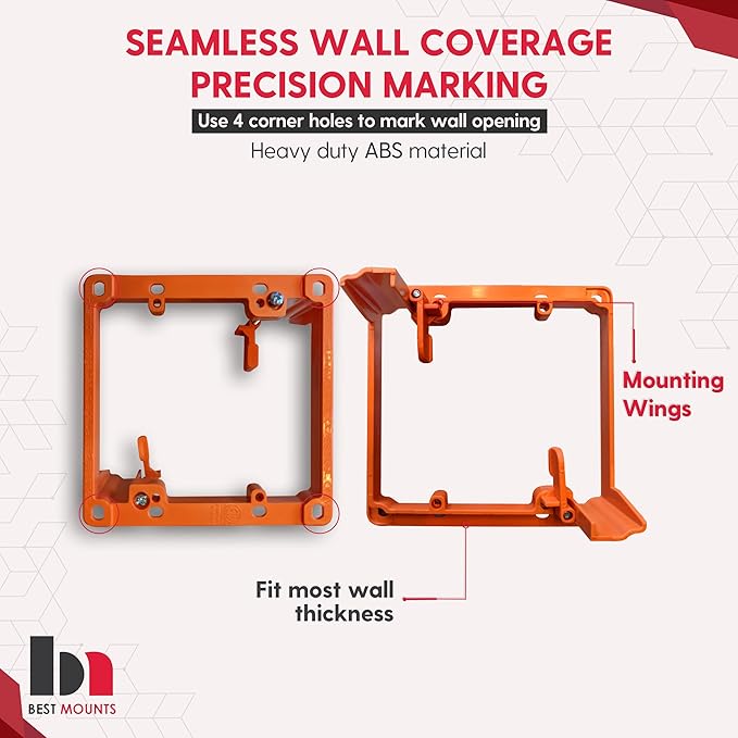 BestMounts - 2 Pack In Wall Cable Management Kit - Recessed Wall Plate Cable Black Pass Through Pair with Dual Gang Low Voltage Mounting Bracket - TV Cord Hider for Wall Mounted TV ETL Listed