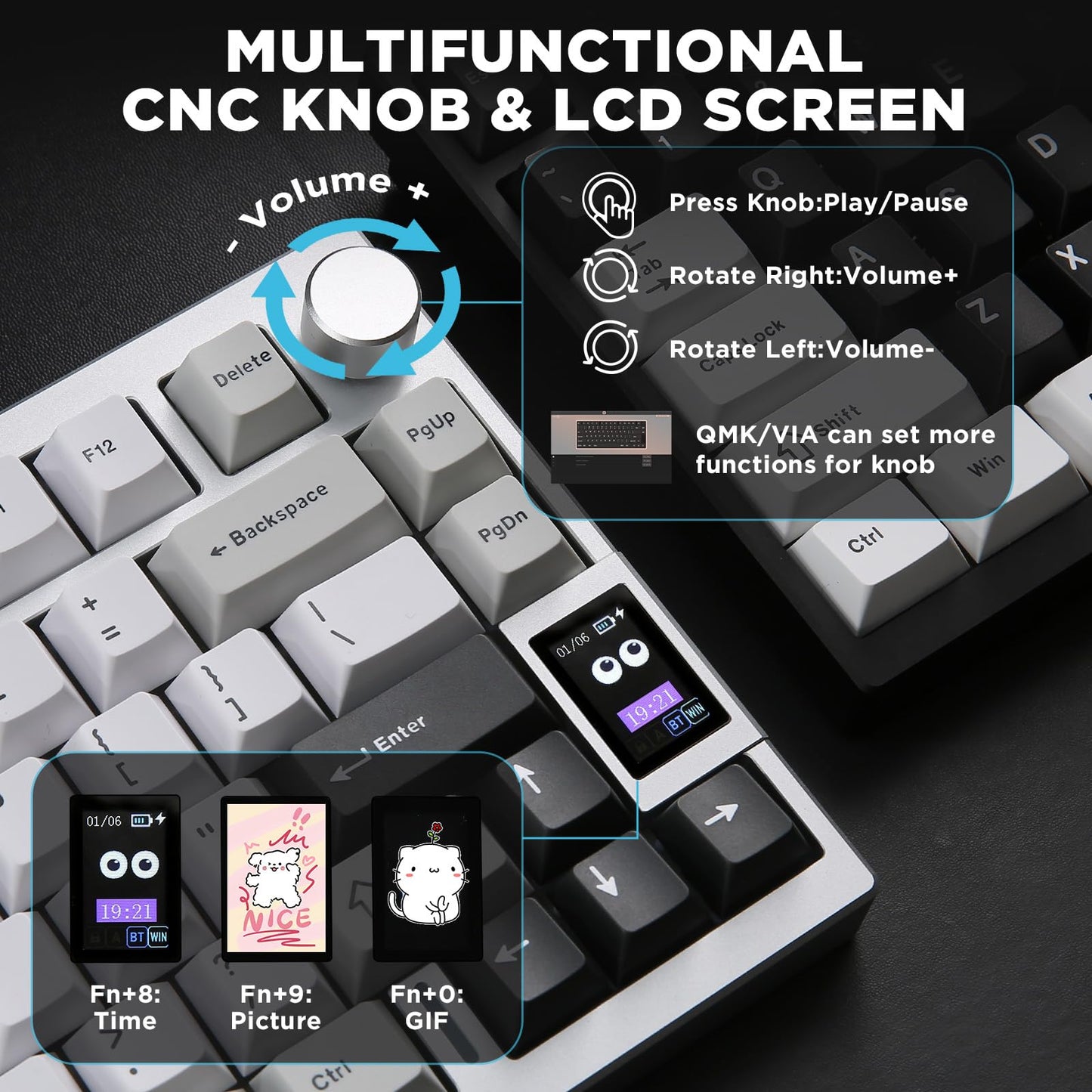 YUNZII AL80 75% Wireless Aluminum Mechanical Keyboard(Silver,Gateron Zero)