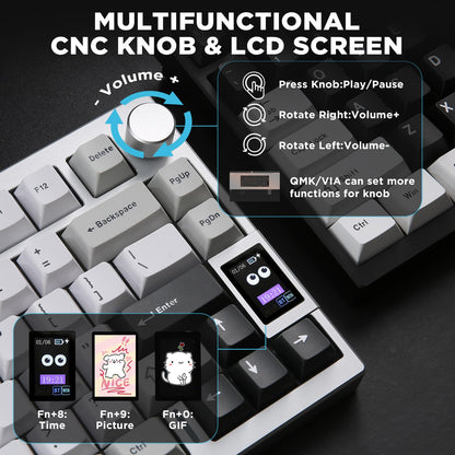 YUNZII AL80 75% Wireless Aluminum Mechanical Keyboard(Silver,Gateron Zero)