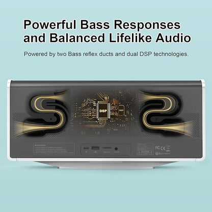 DOSS SoundBox Ultra Bluetooth Speaker with 2.1 Channel Audio, 80W Superior Sound with Deep Bass, Two DSP Technologies, 18H Playtime, BT 5.3, Wireless for Home, Office, Room-White