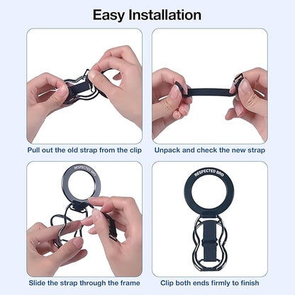 RESPECTED-BRO-3-PCS-Elastic-Strap for Magnetic Phone Grip Stand with Finger Strap, 4-in-1 Magnetic Ring Holder, Kickstand and Elastic Strap for Smartphones (Rose Gold)