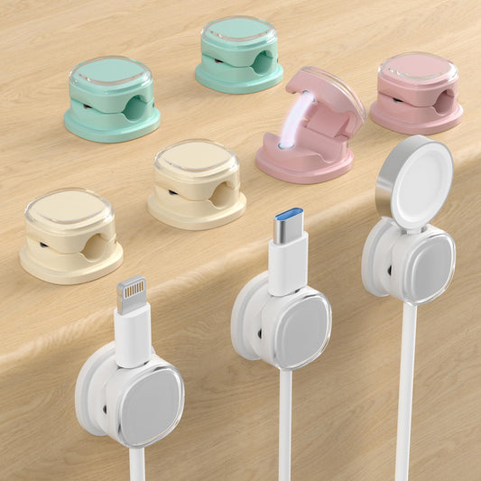 Magnetic Cable Clips, Adjustable Cord Holder Management, Adhesive Wire Keeper Organizer for Home Office Desk Phone PC Car Wall Desktop Nightstand Appliance (9-PCS Purple_Apricot_Cyan)