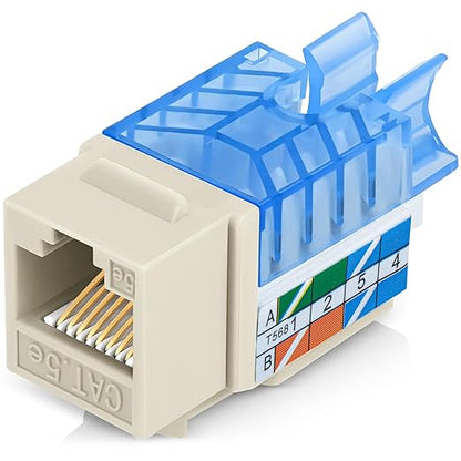 Everest 45° Angled RJ45 Cat5e Keystone Jacks 50-Pack in Ivory - Slim Profile Female RJ45 Connectors - Cat 5e Keystone Jack - Compatible with 45° Angled Speed Termination Tool - 45Term (B0BL3GS7ZY)