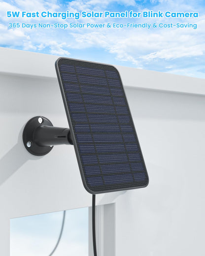 5W Solar Panel for Blink Camera Outdoor, Solar Panel Charger Compatible with Blink Outdoor 4 (4th Gen) Camera, Solar Panel w/Battery for Blink Camera, 9.8ft Cable Rubber Plug IP65 Waterproof, 2 Pack