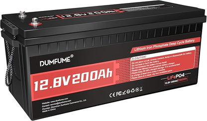 12V 200Ah LiFePO4 Lithium Battery,2560Wh Capacity,Built-in 200A BMS, 15000+ Cycles,10-Year Lifespan, Ideal for RV, Solar Energy Storage,Trolling Motor and Off-Grid Camping