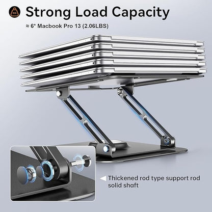 Laptop Stand for Desk, Adjustable Computer Stand with 360° Rotating Base, Ergonomic Laptop Riser for Collaborative Work, Foldable & Portable Laptop Stand, fits for All 10-16" Laptops