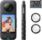 Insta360 X3 Starter Bundle - Waterproof 360° Action Camera with 1/2 Inch Sensor, 5.7K 360°, 72MP 360° Photos, Stabilisation, 2.29" Touch Screen, Vibration Feedback, AI Editing, Live Streaming