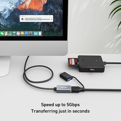 BENFEI USB 3.0 Extension Cable 1.5 Feet, Nylon Braided Compatible with Webcam, Camera, Phone, USB hub, Mouse, Keyboard, Printer, Hard Drive, Headset