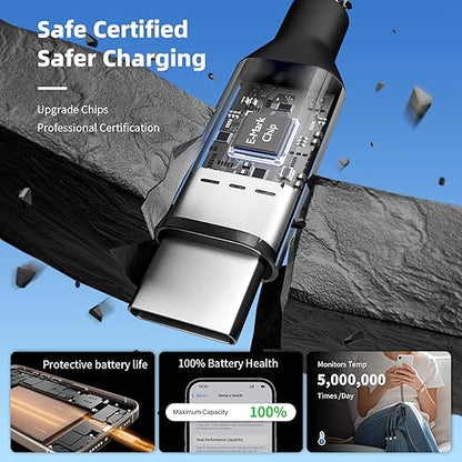 USB C Splitter Multi Charging Cable,USB A/C to USB C Charging Cord,Dual Type C Charger Cord,4 in 2 Multi Charger Cord with 4 Type-C Connectors Compatible with iPhone16/15/Cell Phones Tablets and More.