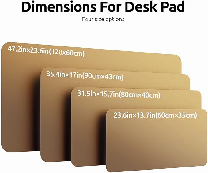 YSAGi Leather Desk Protector, Office Mat, Large Mouse Mat, Non-Slip PU Leather Blotter, Laptop Pad, Waterproof Writing Pad for Office and Home (Bronze, 31.5" x 15.8")