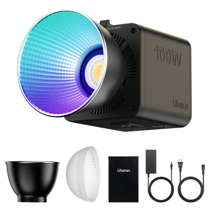 Ulanzi 100W Portable RGB COB Video Light 2700K-6500K CRI95+ CCT Full Color