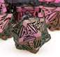 7PCS Metal DND Dice Set with Box, Debris RPG Purple Red D and D Dice for use with D&D Tabletop Games Role Playing Game Polyhedral Dice Set D20 D12 D10 D8 D6 D4