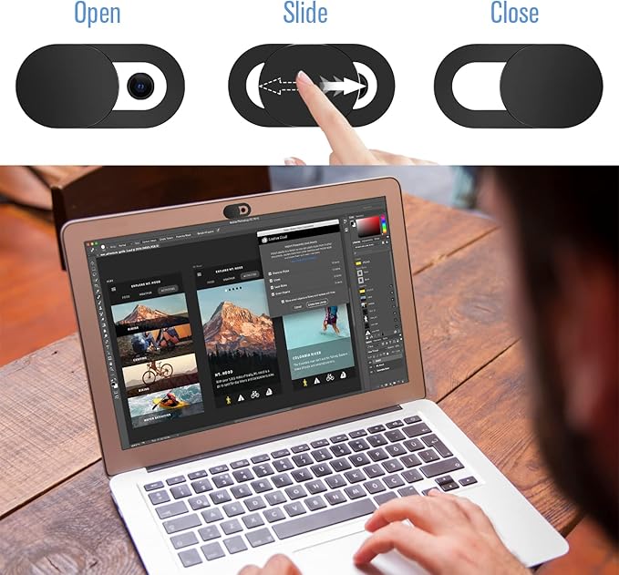 Laptop Camera Cover Slide, 8 Pack Ultra-Thin Webcam Cover, Compatible with MacBook, Laptop, PC, iMac, iPad, iPhone 6/7/8 Plus, 0.022in Thick Web Blocker, Protect Privacy and Security