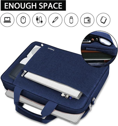 Ferkurn Laptop Bag Case for Women Men Computer Bag Compatible with HP Envy Pavilion Omen/LG Gram/MSI/Dell Inspiron XPS/Lenovo/Acer, Shoulder Strap Carrying Messenger Briefcase, Blue, 14 Inch