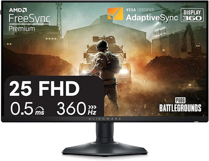 Alienware 25 Gaming Monitor AW2523HF 24.5" IPS LED Full HD (1920 × 1080) 360Hz Display - AMD FreeSync - VESA - Monitor (USB, HDMI) Height/Tilt/Swivel/Pivot Adjustability - Dark side of the Moon
