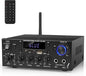Romica Stereo Audio Amplifier, 2 Channel 500W Bluetooth 5.0 Home Theater Power Amplifier with FM, Echo, AUX, USB, SD, MIC Inputs, HiFi AMP for Passive Speakers and Active subwoofer