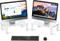 Bracwiser Monitor Stand Riser,3 Level Height Adjustable Desktop monitor stand for Computer, Laptop, Printer, Notebook with Vented Metal Platform 370X235MM 2 Packs,White
