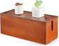 Large Cable Management Box, Wooden Cord Organizer Box for Desk, Floor, Office to Hide Extension Cords Power Stripes Surge Protectors Chargers Wires, Red Brown