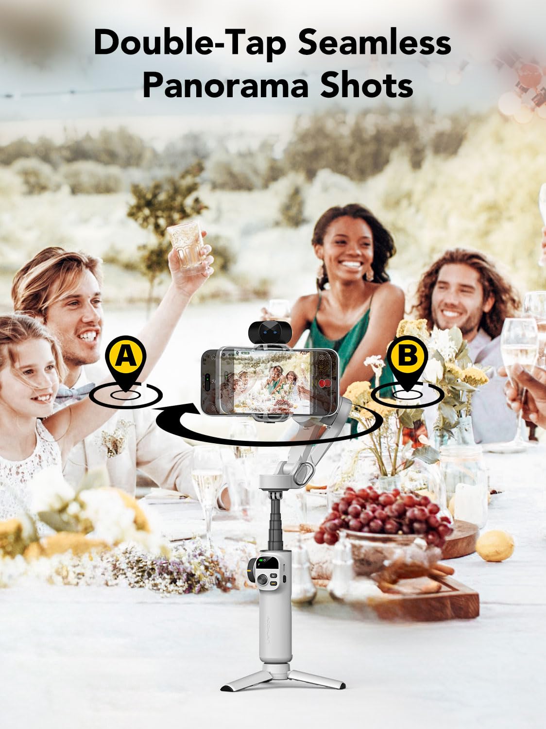 AOCHUAN Gimbal Stabilizer for Smartphone,NO APP Tracking,20CM Extension Rod,Face & Object Tracking stabilizer for iPhone & Android,3-Axis OLED Gimbal for Video Recording-AOCHUAN Smart X2AI Black