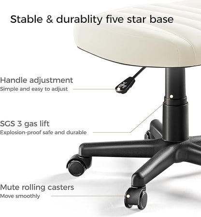 EUREKA ERGONOMIC Multi-Use Foot Stool, Height Adjustable Footrest Stool with Wheels, 360°Swivel Leg Rest Rolling Chair, Rest Ottoman Under Desk for Home Office,Beige