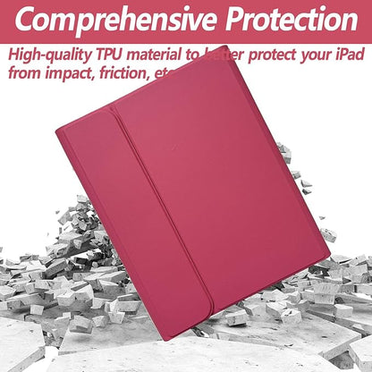 Keyboard Case for iPad 11th 10th Generation - iPad 10th Generation Case with Detachable Wireless Keyboard - Smart Folio Cover with Pencil Holder for 11-inch A16 2025 10.9-inch 2022, Red