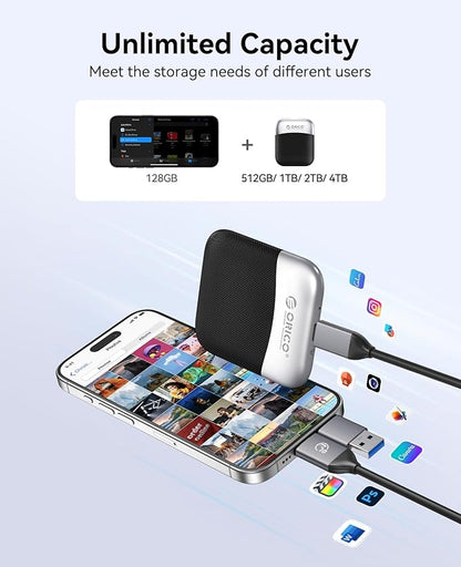 ORICO 1TB External SSD with 2 in 1 USB C & A Cable, Up to 460MB/s, Plug and Play Portable Solid State Drives, Reliable Storage for USB C Smartphone, Tablet, PC - M5PLUS