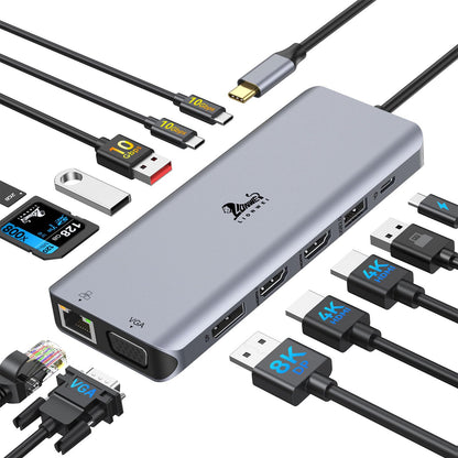 USB C Docking Station 4 Monitors, LIONWEI 13-in-1 USB C Hub for Laptop Mac