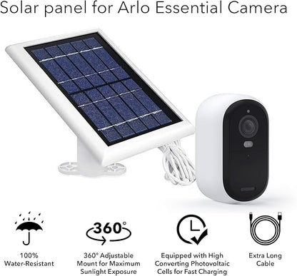 Wasserstein Solar Panel Compatible with Arlo Essential 2K Outdoor Security Camera (2nd Gen) / XL (2nd Gen) & Essential Spotlight (Camera NOT Included) - (2-Pack, White)