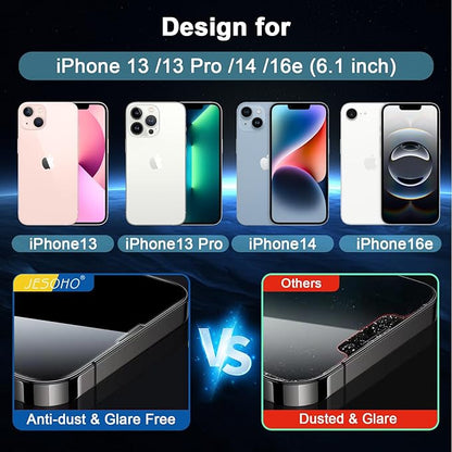 Blue Light Screen Protector for iPhone 16e iPhone 13 iPhone 13 Pro & iPhone 14 (6.1inch), Eye Protection Tempered Glass Film, Scratch-Resistant, No Bubble with Easy Installation Kit, 2 Pack