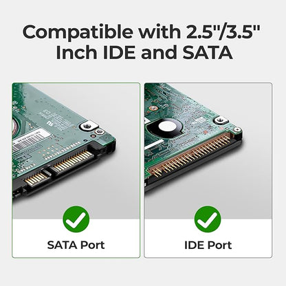Unitek USB C to IDE and SATA Converter External Hard Drive Adapter Kit for Universal 2.5/3.5 HDD/SSD Hard Drive Disk, One Touch Backup Function, Included 12V/2A Power Adapter