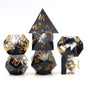 Haxtec Sharp Edge DND Dice Set, Black Swirls Resin Polyhedral RPG Dice