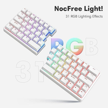 Wireless Ergonomic Split Mechanical Keyboard with Wrist Rest- Silent, RGB, Foam, Hot-Swappable, Compact 60% Layout, Palm Rest, Programmable for Mac & Windows, PBT Keycaps