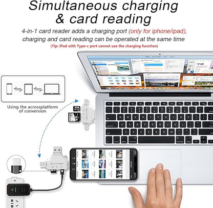 SD/Micro SD Card Reader for iPhone/ipad/Android/Mac/Computer/Camera,Portable Memory Card Reader 4 in 1 Micro SD Card Adapter&Trail Camera Viewer Compatible for TF and SD Card