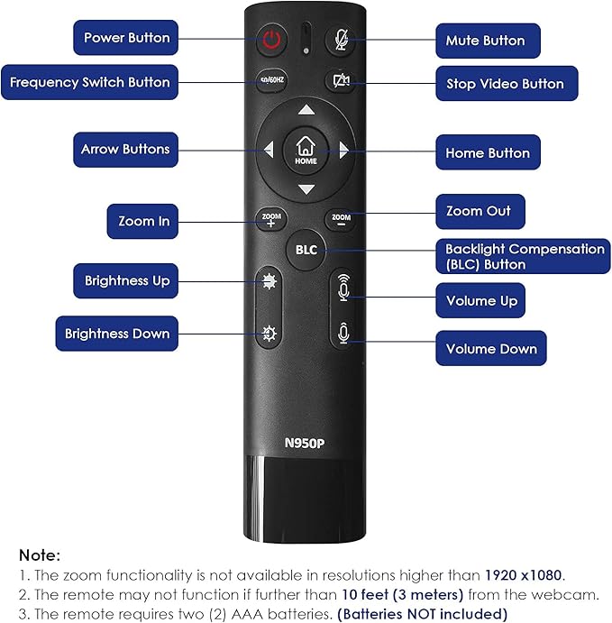 NexiGo Zoom Certified, N950P 4K Zoomable Webcam with Remote Control, Sony_Starvis Sensor, 5X Digital Zoom, Pro Web Camera with Dual Stereo Mics, for Zoom Skype Teams Twitch