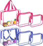6 PCS Waterproof Toy Storage Bags With Zipper, Clear Toy Storage Organizer, Portable Organizer For Blocks, Puzzles, Books, Board Games, Clay(Red, Blue)