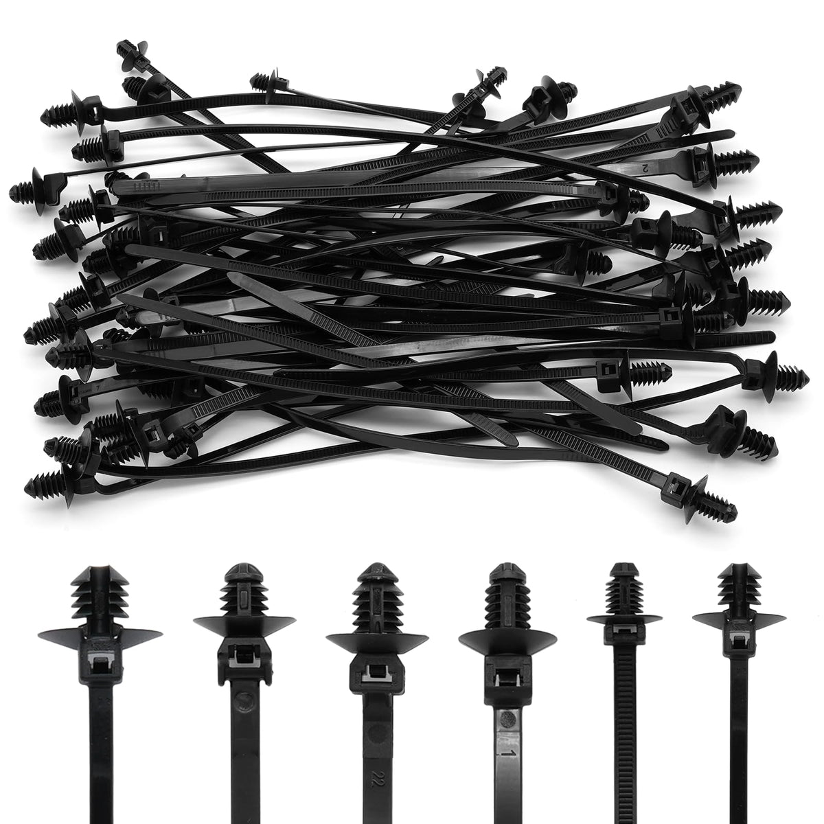 Semrien Push Mount Cable Ties Assorted Sizes Push Mount Zip Ties, 240 Pcs