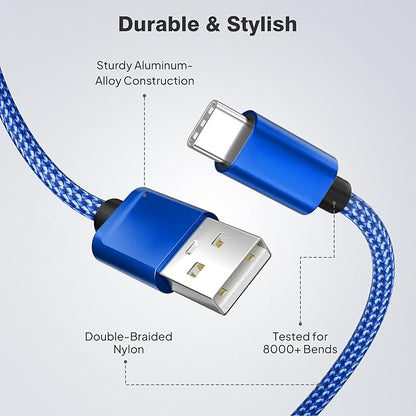 Elebase for iPhone 16 Car Charger Cable 1.5/3.3/6.6FT 3 Pack,Type C Charging Cord for Car iPhone 16 Pro Max Plus 15,Kindle Fire HD 2022 12th,10 9th,8 10th Generation,Samsung Galaxy S24,S23,A54 Flip 6