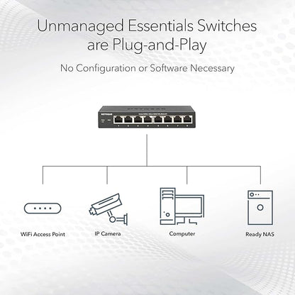 NETGEAR 48-Port Gigabit Ethernet Unmanaged Essentials Switch (GS348) - Desktop or Rackmount, Silent Operation