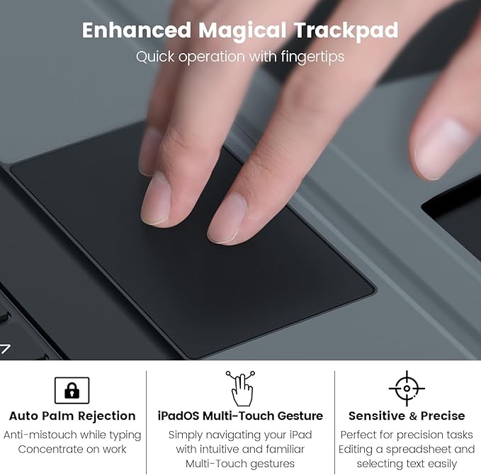 Nillkin iPad Pro 11(1st/2nd/3rd/4th Gen) & iPad Air 5th/4th Generation Case with Keyboard, Magic Trackpad, Rugged Case with Detachable Keyboard, Portrait/Landscape Modes, Camera Cover, Black