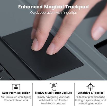 Nillkin iPad 9th Generation (10.2", 2021) Case with Detachable Keyboard, Magic Trackpad, 7-Colors Backlit, Portrait/Landscape Modes, Rugged Keyboard Case with Camera Cover for iPad 8th/7th Gen, Black