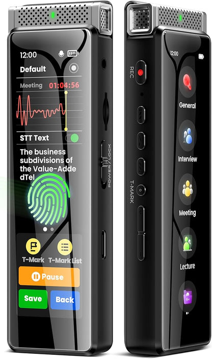 136GB Digital Voice Recorder with Playback, Innioasis R1 Full Touchscreen Voice Recorder with Bluetooth, Voice Activated Sound Audio Recorder Device with Mic (Silver)