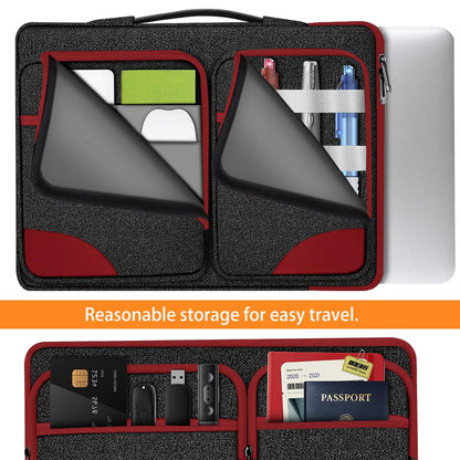 Hseok Laptop Case 15 15.6 16 inch Sleeve with Handle and Hidden Straps,Compatible with MacBook Neo 16",MacBook Pro Air 16" 15", 360°Protective PC Briefcase with 4 Pockets for Accessories,Red