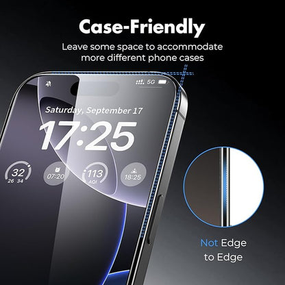 UNBREAKcable 3-Pack Screen Protector for iPhone 16 Pro Max, Double Shatterproof Tempered Glass [Easy Installation Frame] [9H Hardness] [99.99% HD Clear] [Case Friendly] for iPhone 6.9 inch