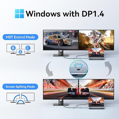 USB C Docking Station Dual Monitor, LIONWEI Laptop USBC Dock Multiport Adapter with 2 4K HDMI, 3 USB-A/3.0/2.0, 100W Power Delivery, 6-in-1 for MacBook/Surface/Lenovo/Dell/HP