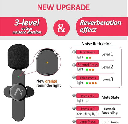 Wireless Clip Mic, Wireless Lavalier Microphones, Lapel Clip-on Microphone, for iPhone 15, Smartphone, Laptop, Video Recording, Tiktok, Facebook Live, YouTube Live Stream