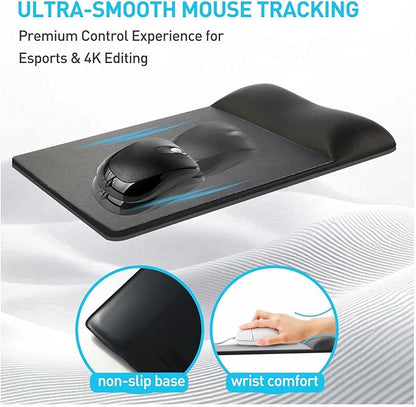 univo colors Design-Wave Wrist Rest Mouce Pad,PE Mouse Sliding Panel+Artificial Sheepskin+Memory Foam+Ergonomic+Anti-Slip Gel,Resilience Support During Work and Gaming,Mouce Accessory,White