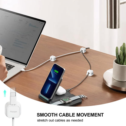 6 Pack Magnetic Cable Clip Organizer Cord Holder, Picozon Adhesive Cable Management, Wire Phone USB Charger Cable Holder, Keeper Organizer for Office Home Desktop Table - White