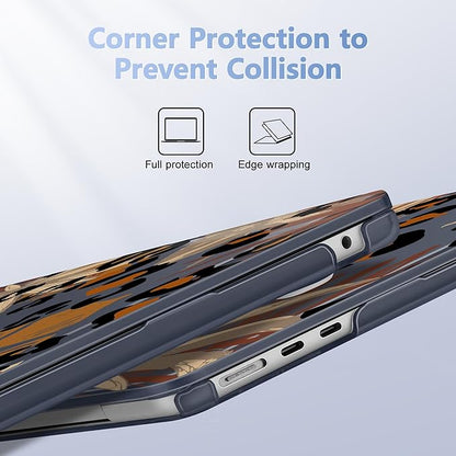 Case for MacBook Air 15 Inch 2025 2024 2023 Release M4 A3241 M3 A3114 M2 A2941, Hard Shell with Screen Protector & Keyboard Cover, Compatible with Touch ID - Palm Leaf