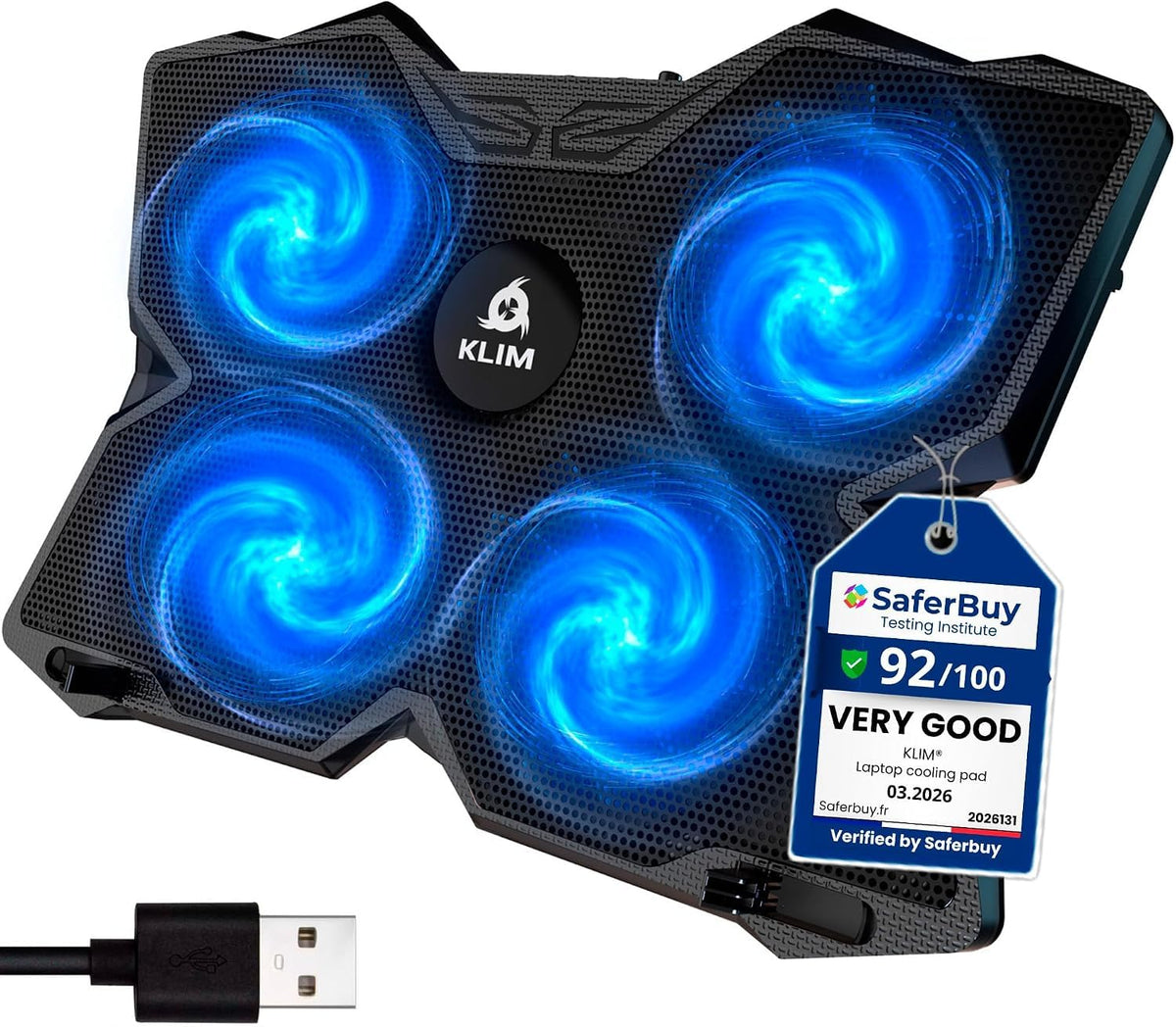 Laptop Cooling Pad with 4 Fans at 1200 RPM - USB Stand for PC and Consoles