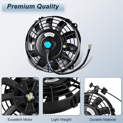 MuHize 2 Pack 7 Inch Slim Radiator Fan 12V 80W 800 CFM Cooling Fan w/Mount